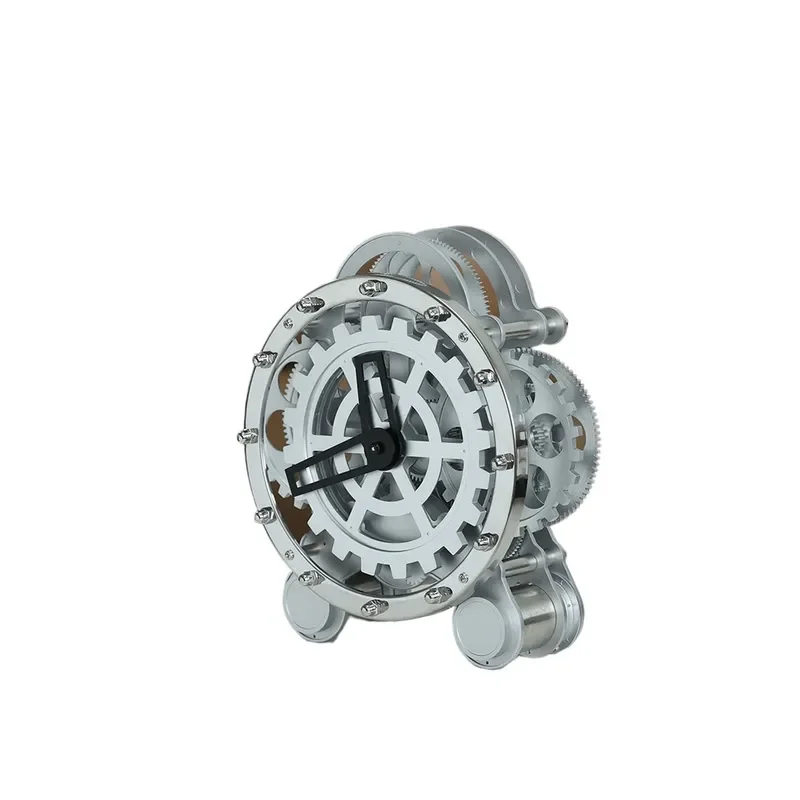 European Style Retro Mechanical Gear Clock Home Double Legged Table Clock Desktop Stainless Steel Simple Creative Desk