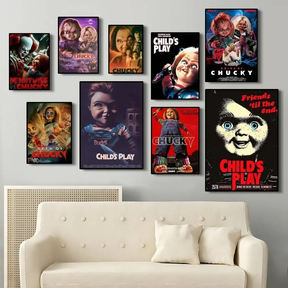 1 قطعة فيلم الرعب الكلاسيكي تشاكي الطفل اللعب دمية المشارك لزجة جدار الفن الطباعة غرفة المعيشة المنزلي غرفة نوم بار ديكور جمالي