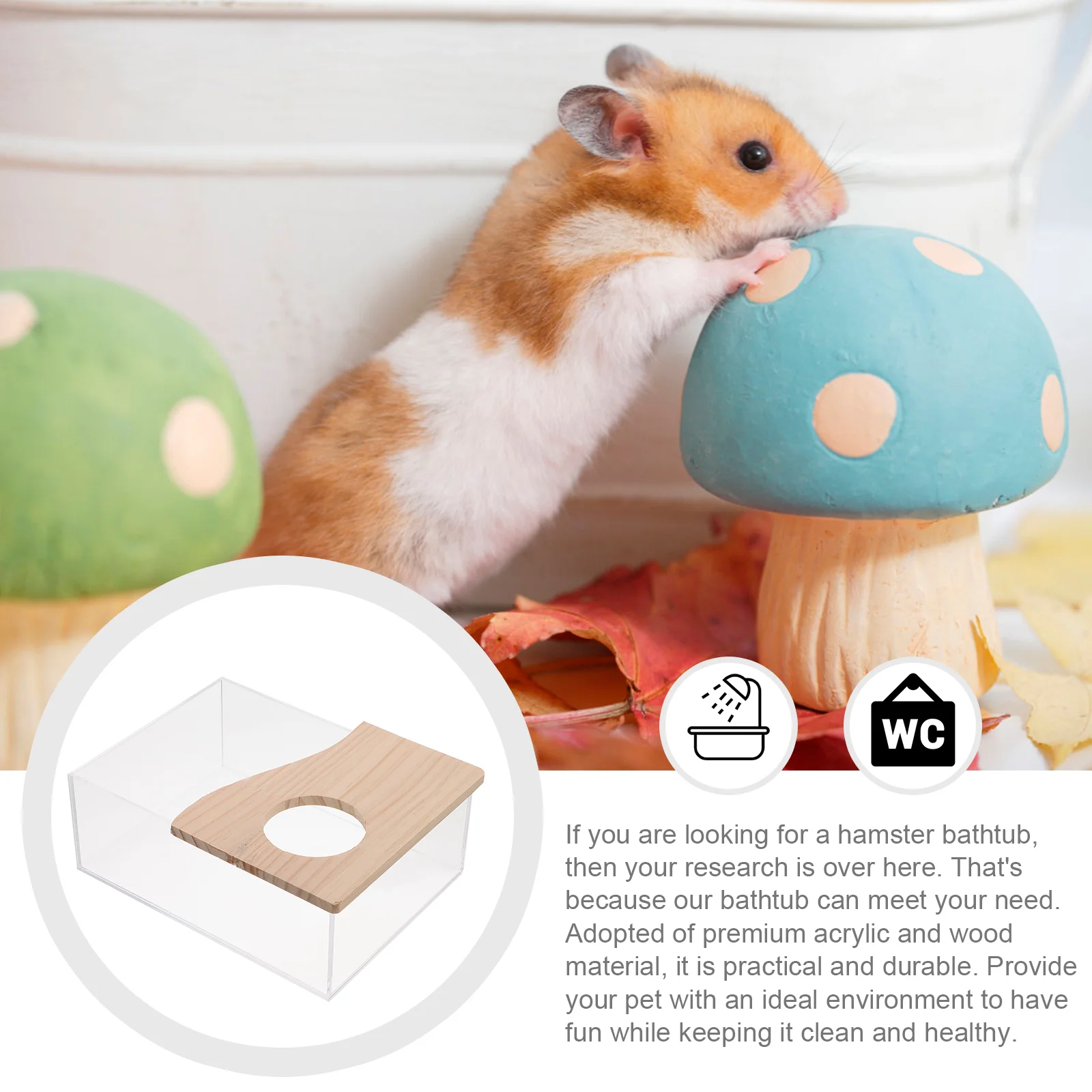 Hamster Sandbox Rat Hideout Bathtub Toilet Toys Room Small Pets Rubbish Bin Gerbil