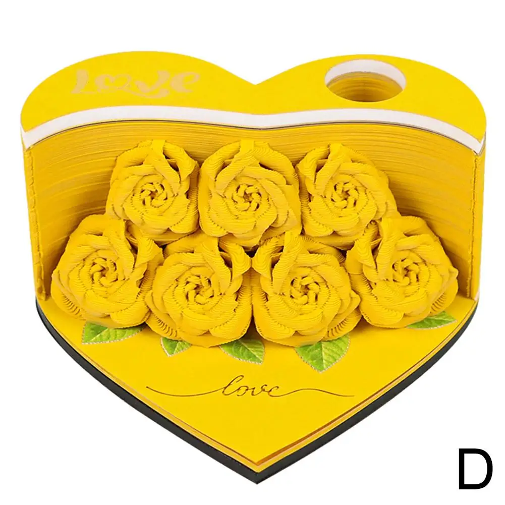 3D Memo Pad Rose Story Romantic Roses Notepad 3D Model Gift Day Valentine Valentine's Notes Block 3D Office Art Gift Access Q6E4