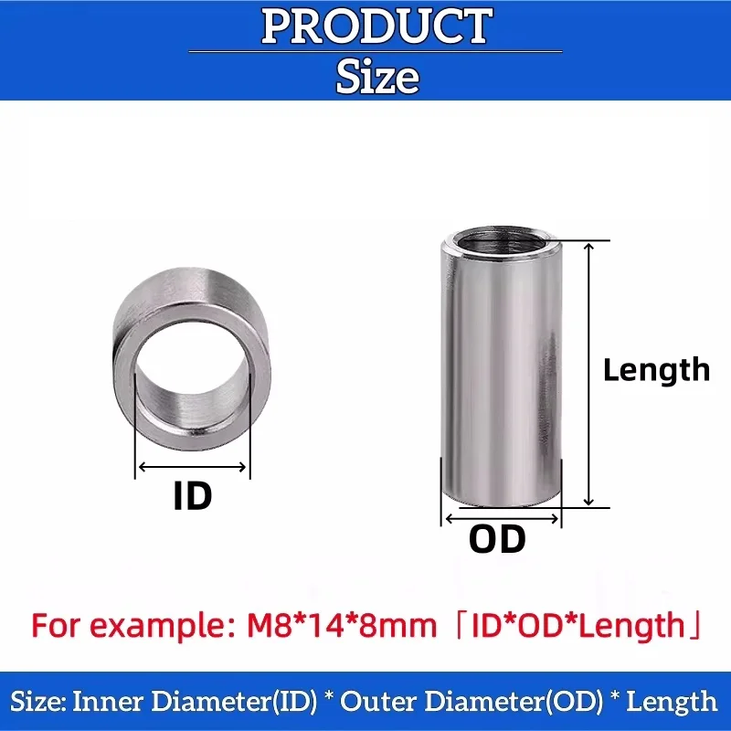 M7 M8 M9 M10 304 Stianless Steel Bushing Lengthen Washer Sleeve Unthreaded Hollow Casing Round Column Joint