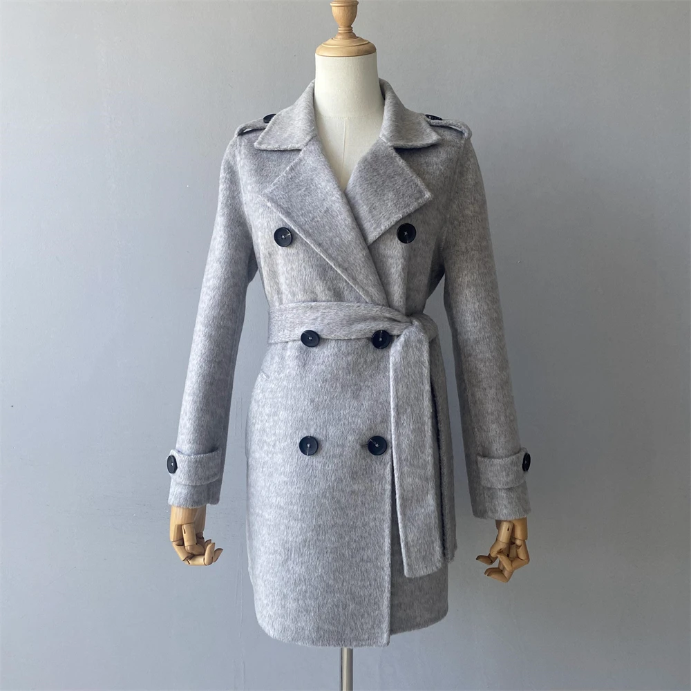 Jxwatcher Women's Wool Trench Coats Fashion Double-breasted Belt Wool   Long Jacket 2026 Fall Winter Overcoat Female New Arrival