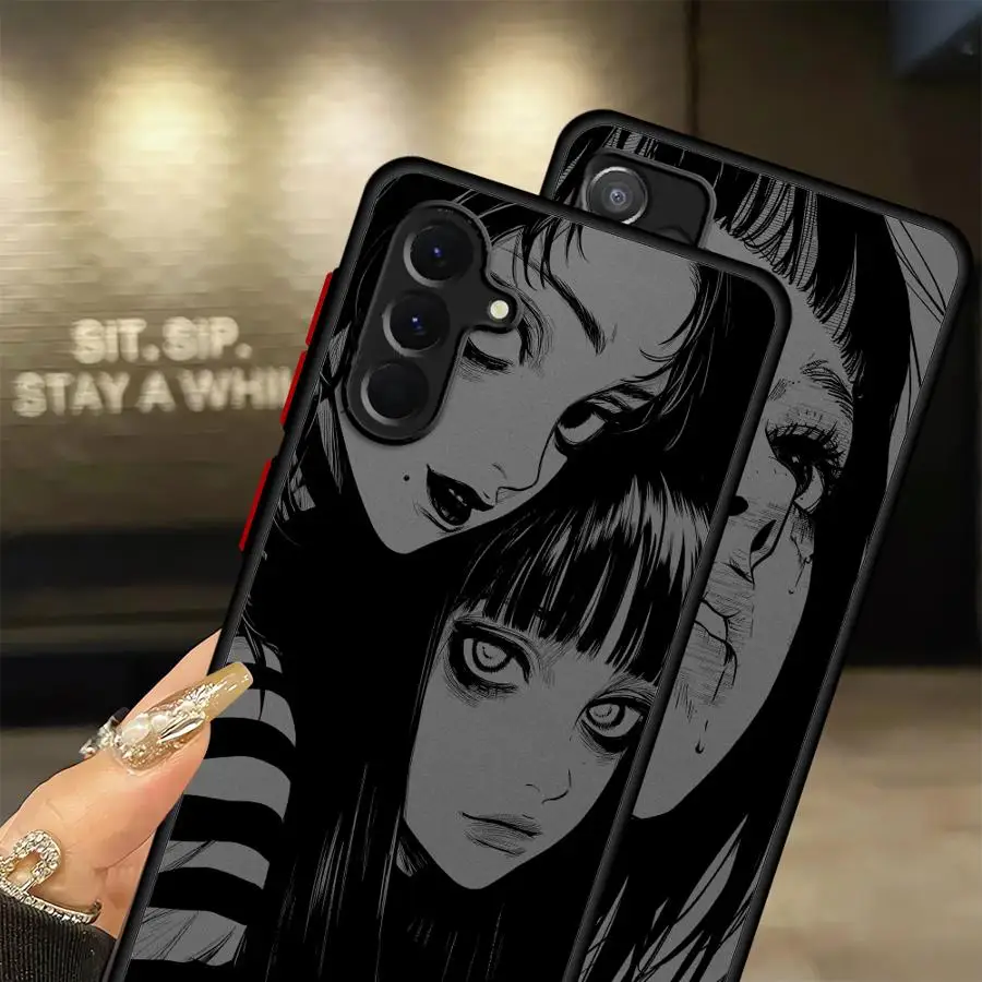 Funny Junji Ito Horror Back Phone Cover Case for Samsung Galaxy A15 A14 A70 Note 20 Ultra 10+ A50 A16 A17 A12 A30 A13