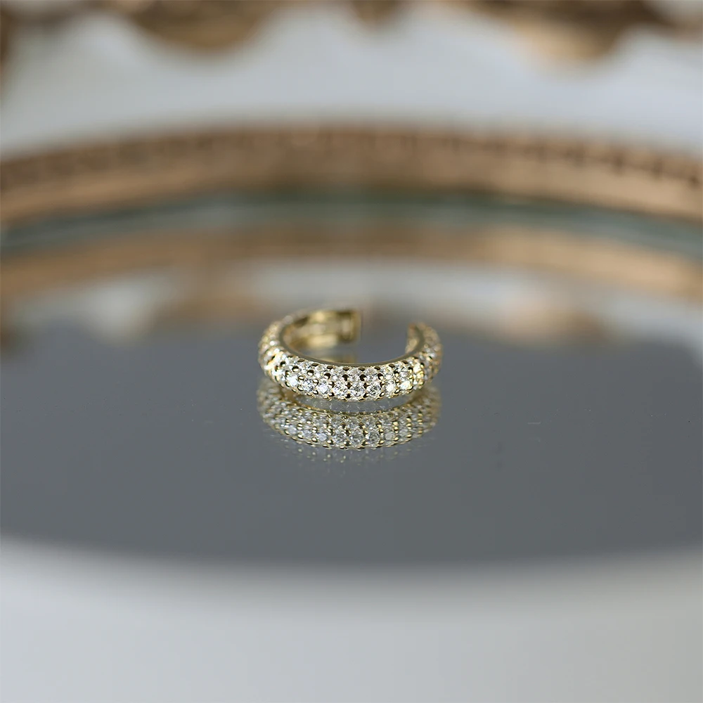 روكسي 925 فضة فاخر ثلاثة صفوف الزركون حجر C شكل الأذن الكفة للنساء الفتيات بوهو لا ثقب الأقراط كليب القرط