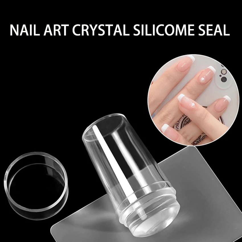 Silicone Transparent Nail Art Stamping Kit For Manicure Plate Stamp Polish Stencil Template Seal Scraper