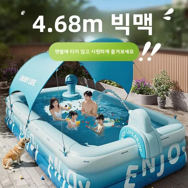 Thickened Large Inflatable Swimming Pool One Touch Quick Inflate Indoor Outdoor Family Water Pool for Adults Kids