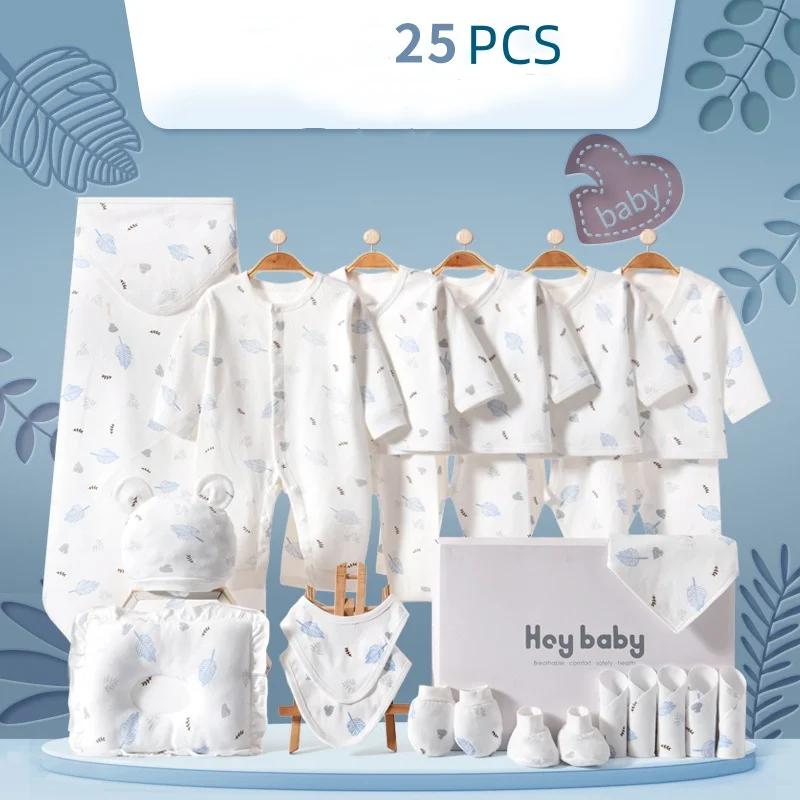 21-25-ピース-ロット新生児服セット男の子女の子綿-100-幼児春秋服衣装ベビーロンパース帽子よだれかけ