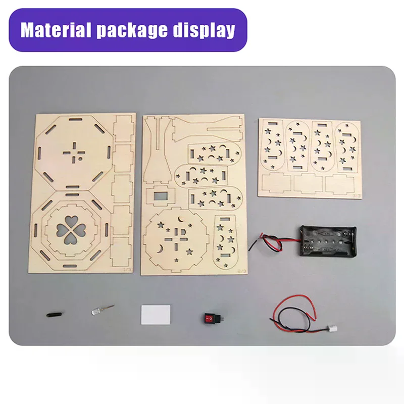 Zestaw do rękodzieła z drewna, kolorowa mała lampka stołowa, projekty naukowe DIY, drewniane puzzle 3D, zestaw do składania modeli, zabawki edukacyjne