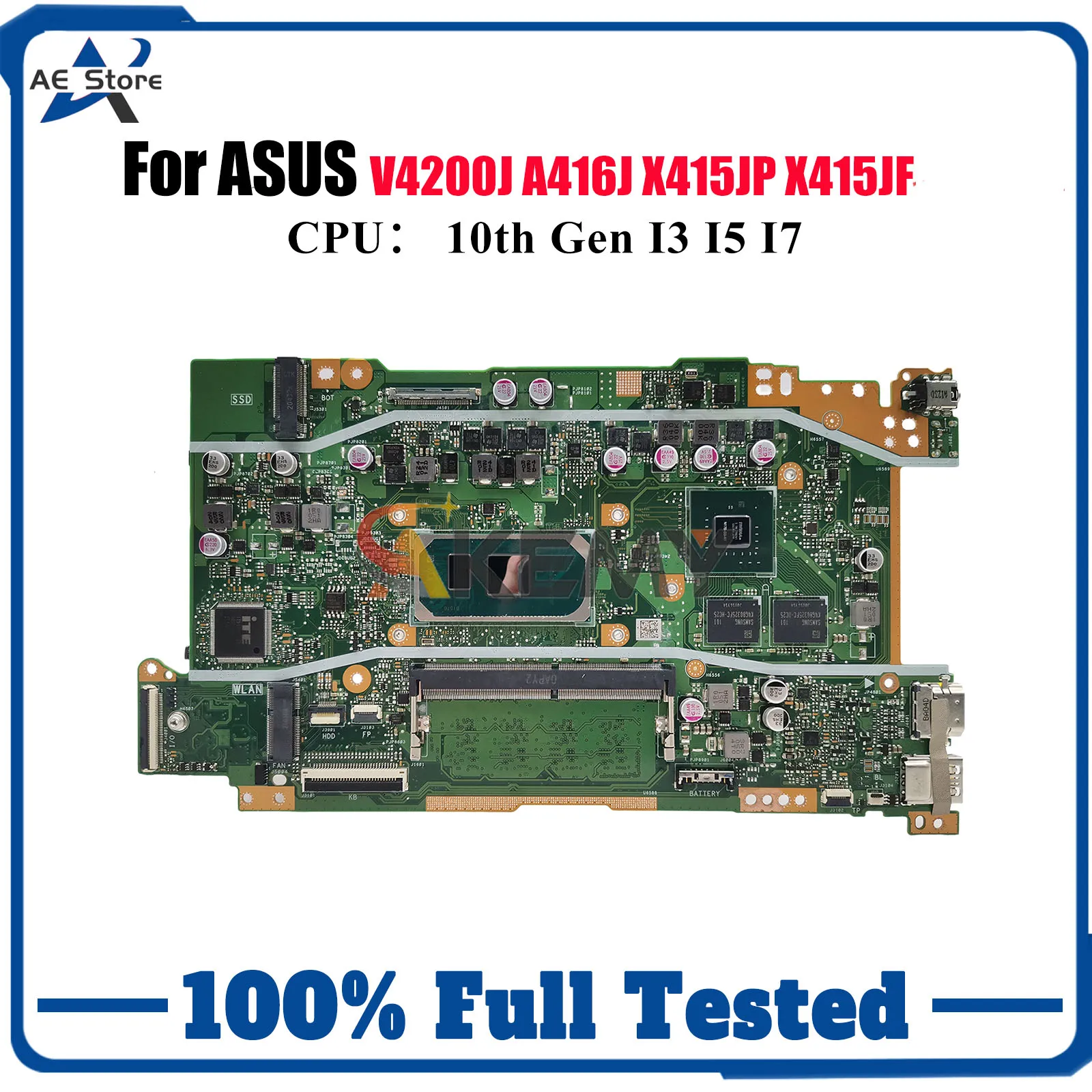 

X415JP Материнская плата для ноутбука ASUS VivoBook X415JAB V4200J V5200J X415J X415JP X415JF A416J Материнская плата с процессором I3 I5 I7 в порядке