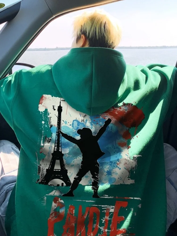 

Мужская толстовка оверсайз для подростков, весна-осень, с уникальным принтом в американском ретро-стиле, свободного кроя, повседневная, с длинными рукавами