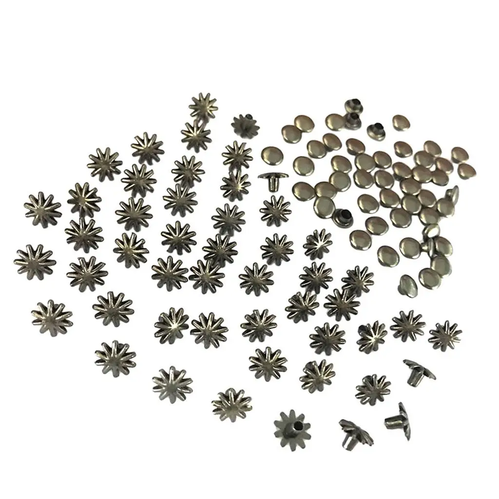 30 Sets Alloy Flower Rivets Studs Spikes Buttons for DIY Bags Shoes Decoration 8mm