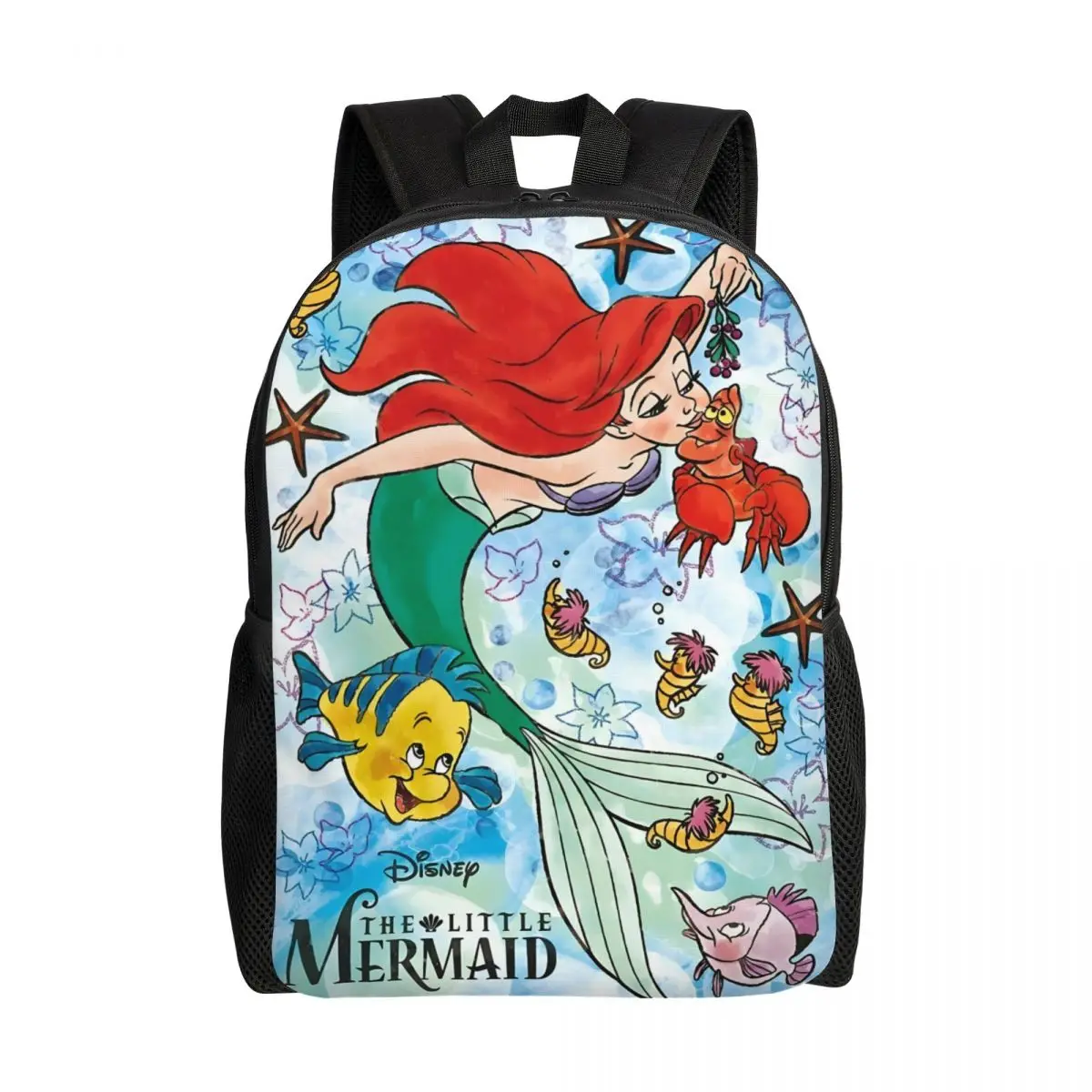 

Custom The Little Mermaid Backpacks for Women Men College School Students Bookbag Fits 15 Inch Laptop Classical Anime Bags