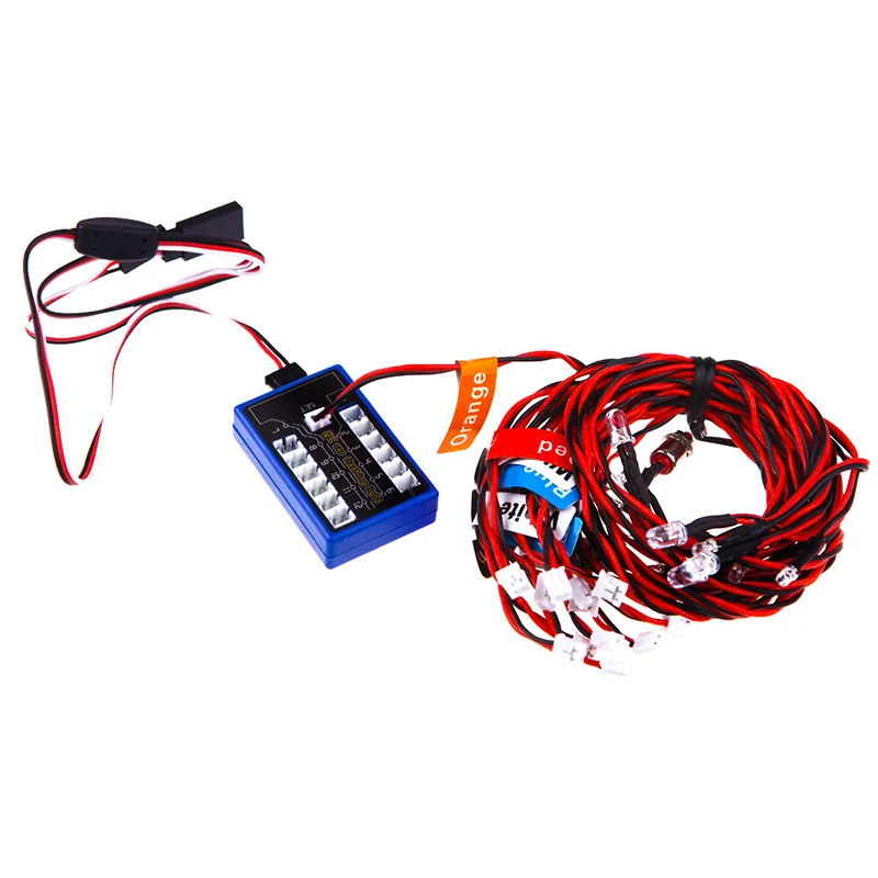 12 Ultra LED Simulation Flashing Bright Light RC Model Lights Kit System for 1/10 1/8 RC Drift HSP TAMIYA CC01 4WD RC Car Truck