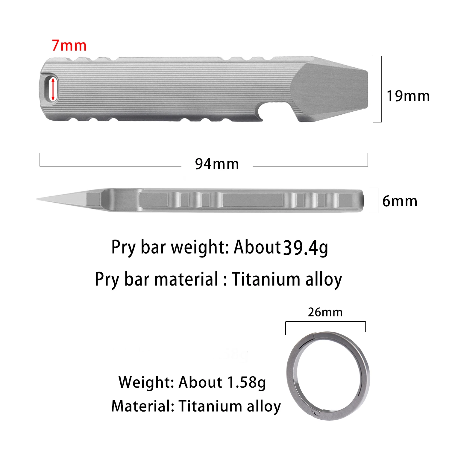 Titanium Alloy Outdoor Crowbar Multifunctional Tool Essential Pocket Tools For Going Out Portable Bottle Opener