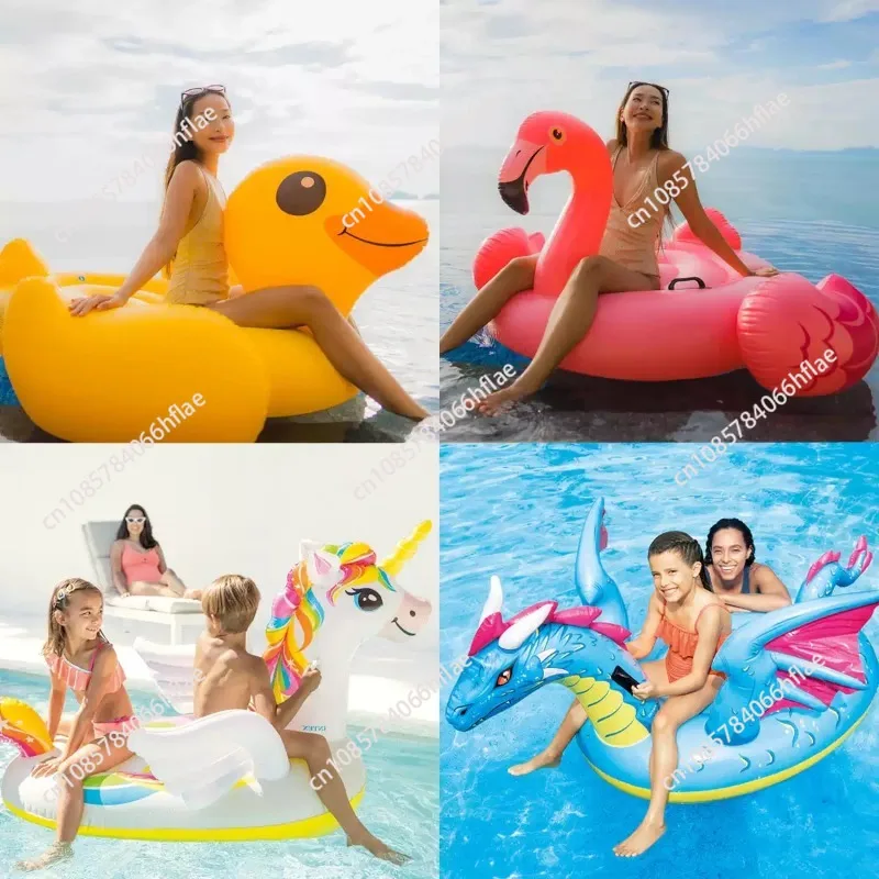 Large Inflatable Animal Pool Float (Seal/Unicorn/Crocodile), Ride-on Water Floating Raft for Adults, Air Pump Not Included