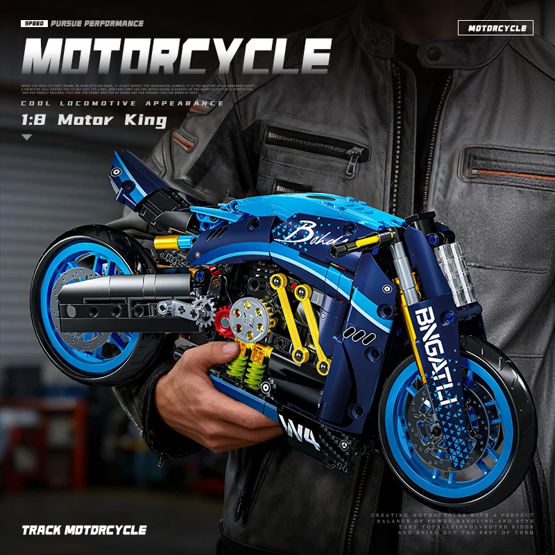 

2026 new motorcycle building block model decoration difficult mechanical assembly educational toy motorcycle boy gift
