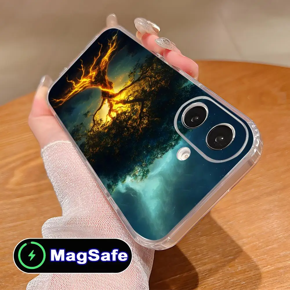 

Чехол для мобильного телефона World Life Tree для iPhone 17, 16, 15, 14, 13, 12, 11 Air Pro Max Plus Mini Magsafe, прозрачный цветной чехол для смартфона