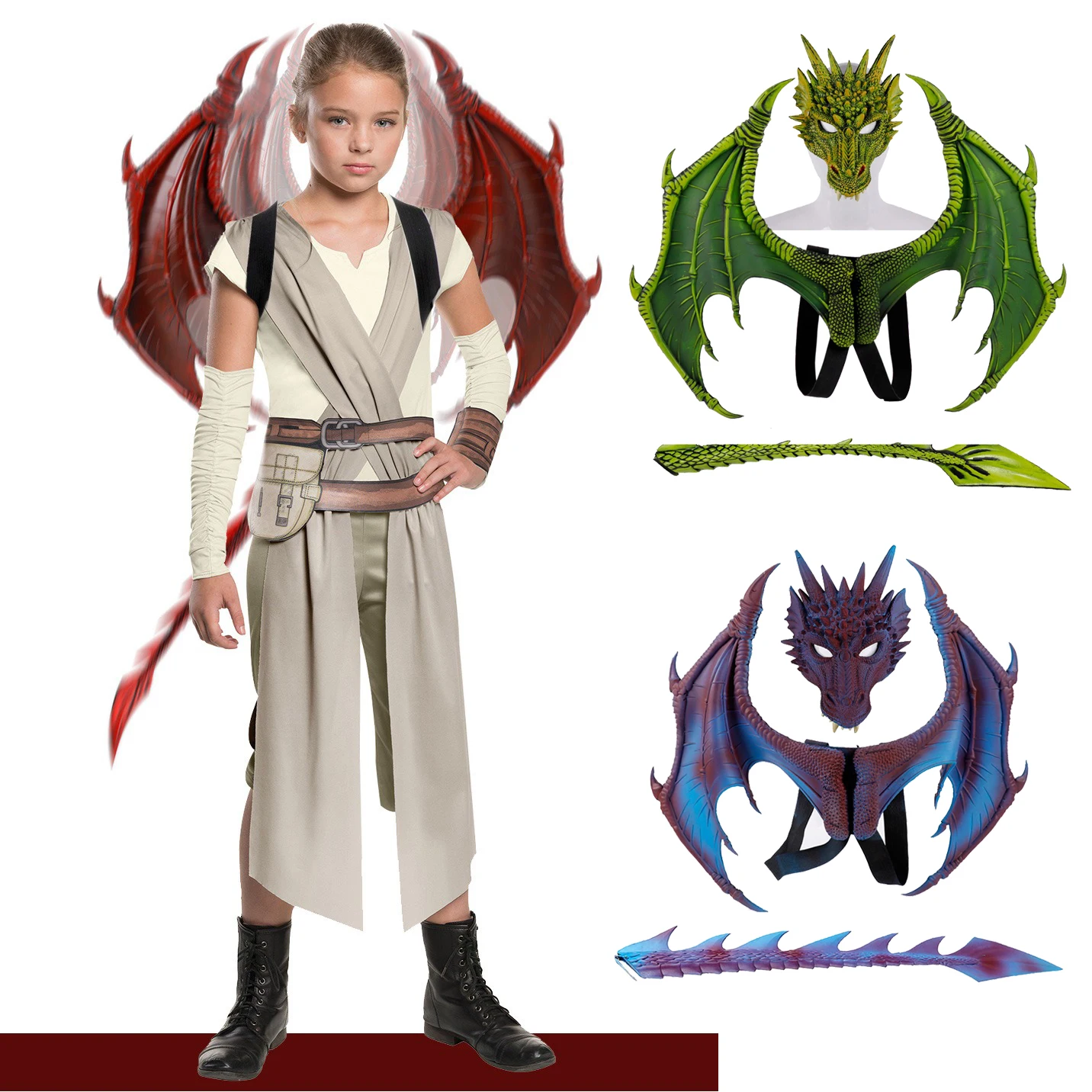 

Children's Dragon Wings Tail Mask Set Party Supplies Halloween Party Decoration Cosplay Props