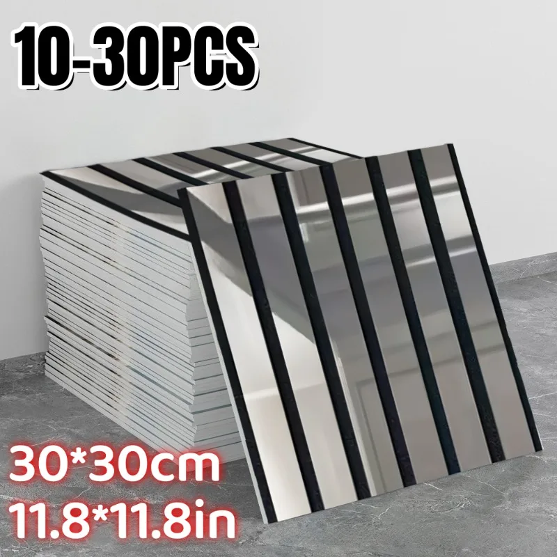 

Mirror Self-adhesive Foam Wall Sticker Gold Silver Stripe Advanced Tile Stickers Wall Decal Plane Bright Wallpaper Ceiling Decor