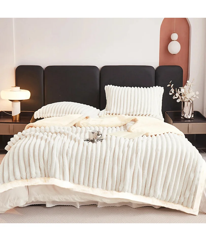 

1pc Weighted Fleece Blanket -Soft, Warm, Throw for Bedroom, Living Room, Student Dormitory, Car, Sofa,8lbs With Sherpa