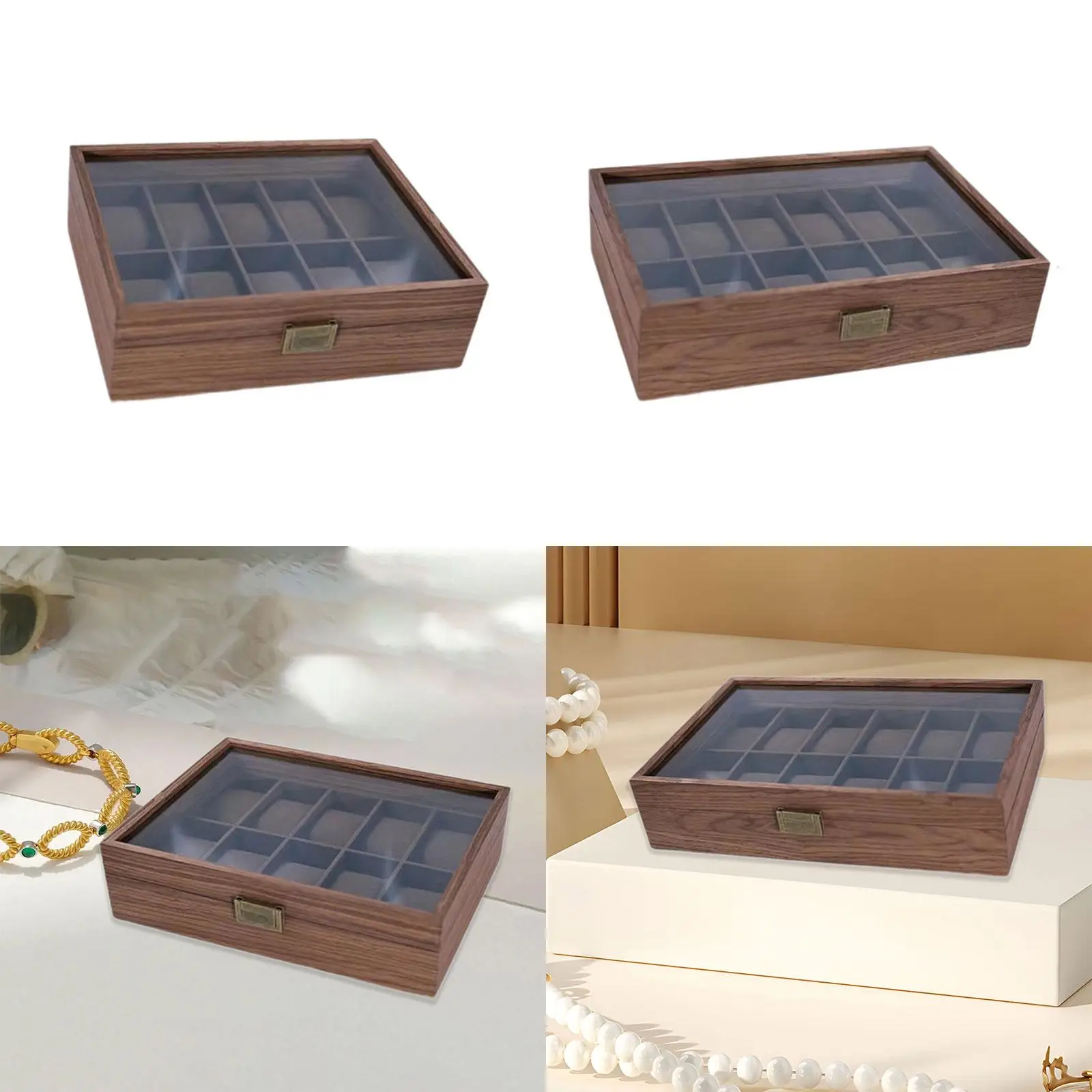 Wood Watch Case Portable Watch Box for Necklace Men Women Jewelry Display