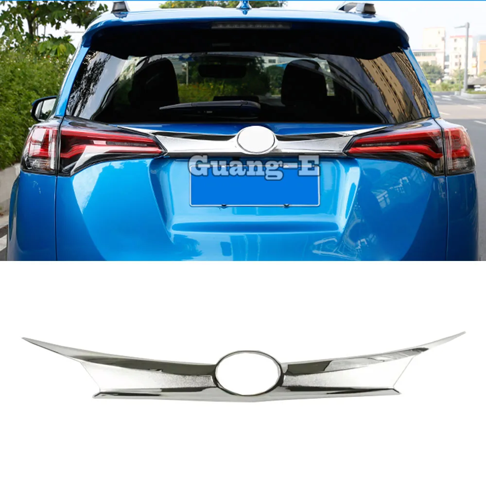 

Для Toyota RAV4 2014 2015 2016 2017 2018 ABS хромированный Стайлинг автомобиля крышка багажника молдинг задняя дверь задняя дверь отделка ворот наклейка багажник