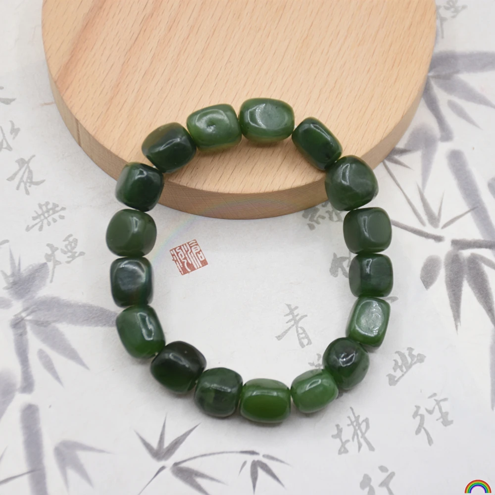 Natural Hotan Jade Jasper Hand String Beaded Spinach Green Women's Jade Bracelet Rwbuy Brand Design