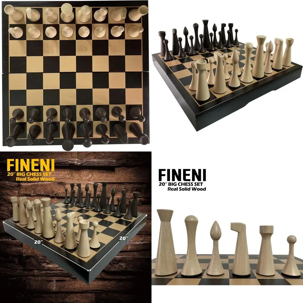 

Elegant 20 Premium Dark Wooden Chess Set with Storage, 5.2 Weighted Pieces