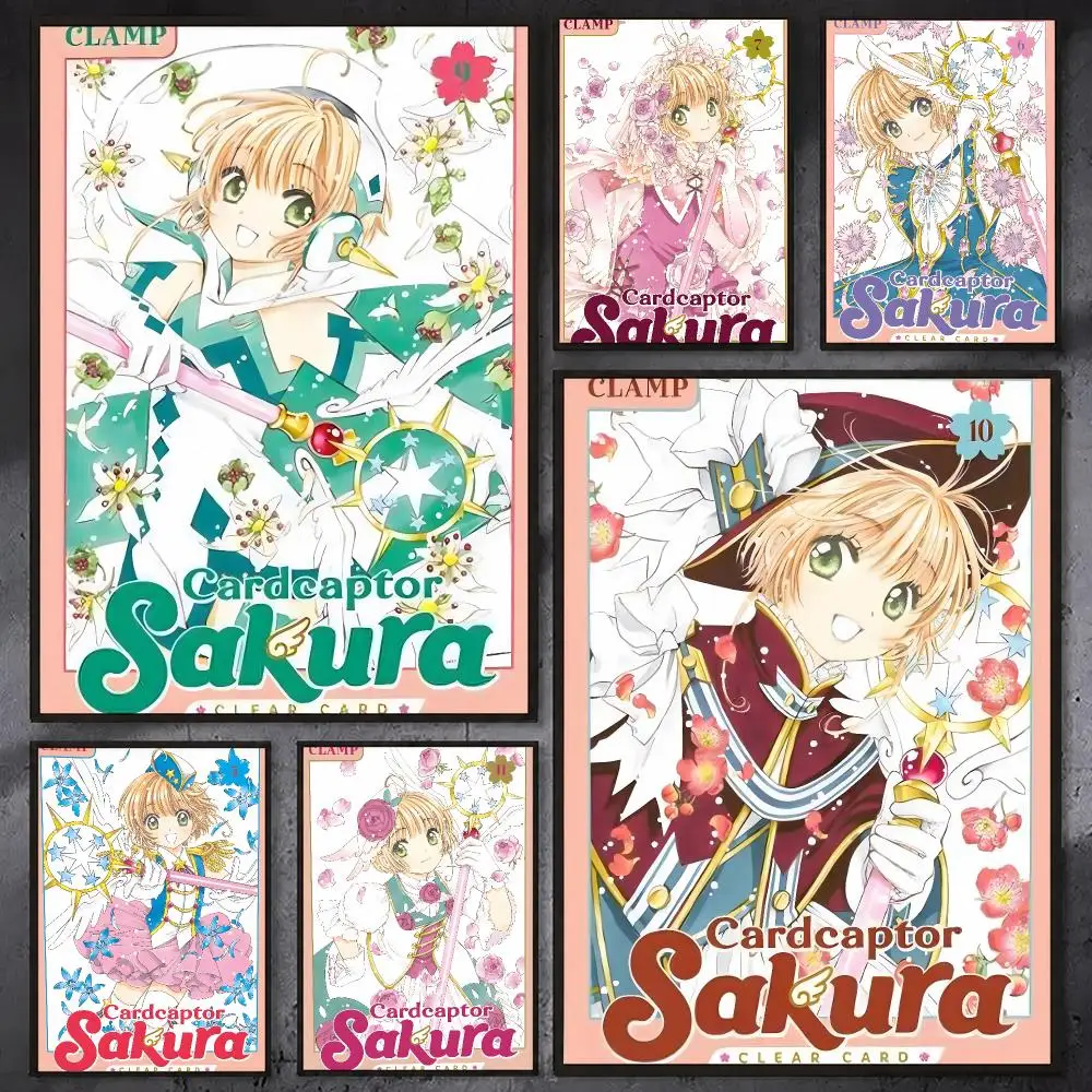 C-Cardcaptor Sakura Anime Poster Waterproof Sticky Wall Art Print For Bedroom Living Room Hallway Bar Home Decor