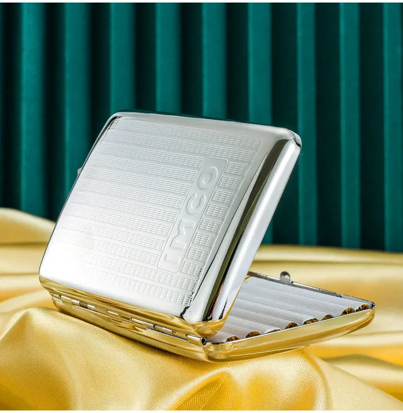 IMCO Stainless Pocket Cigarette Box Holder for 84mm Regular King size Cigarette Durable Brass Cigar Storage Case for Smokers
