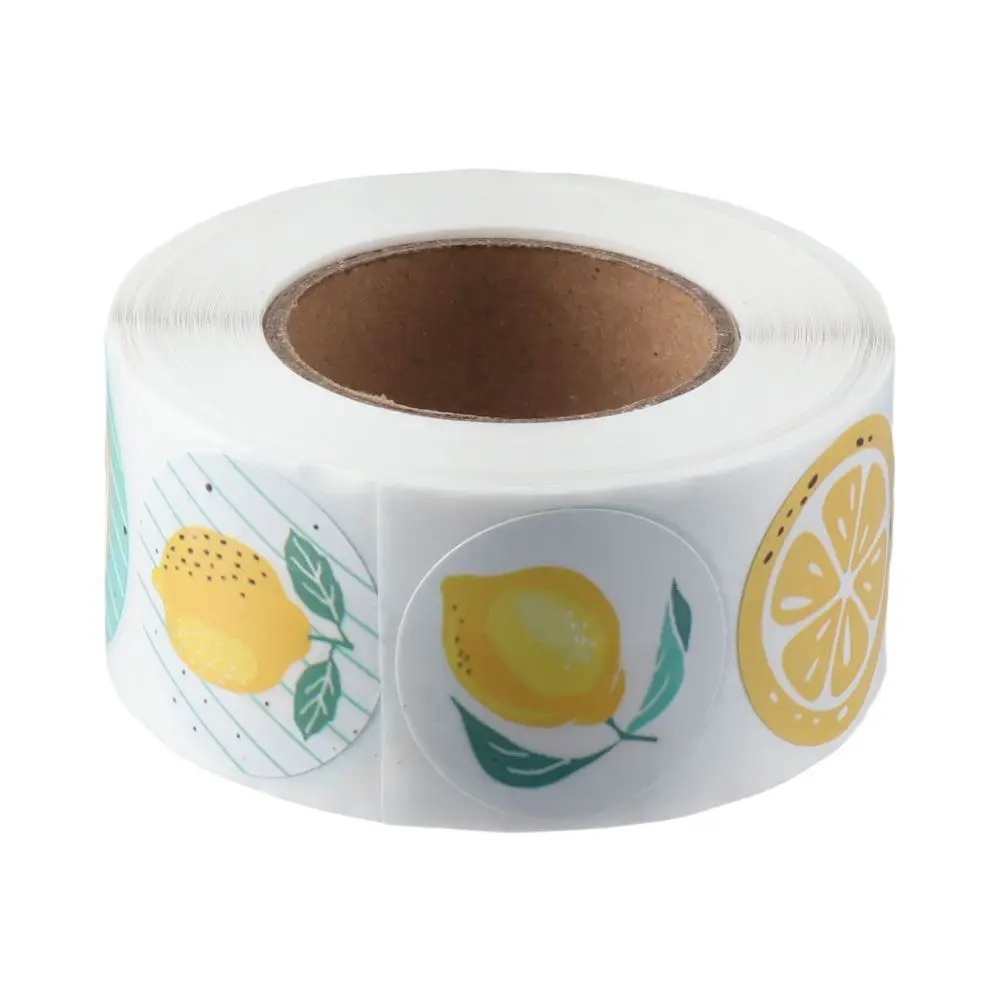 

Small Business Round Shape Fruit Cute Stickers Roll Lemon Stickers Label