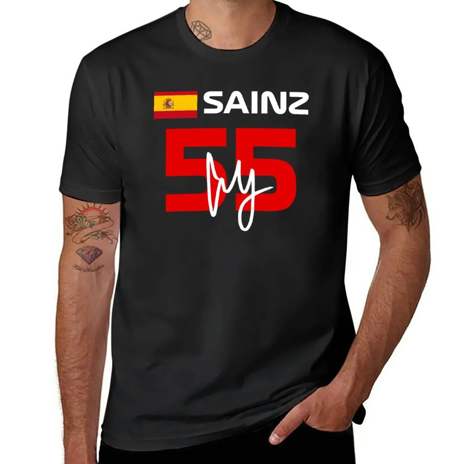 F1 2022 Carlos Sainz 55 T-Shirt oversizeds anime clothes tshirts for men