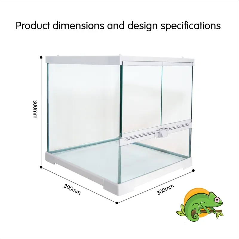 White Glass Terrarium Double Door Rainforest Cage Reptile Habitat Glass Pet Box for Bearded Dragon Tortoise Iguana