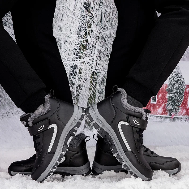 الرجال أحذية رجل الدفء مع الفراء في الهواء الطلق المشي الثلوج أحذية رياضية السفر قصيرة أفخم منصة حذاء للسير مسافات طويلة للجنسين النساء الأحذية #4