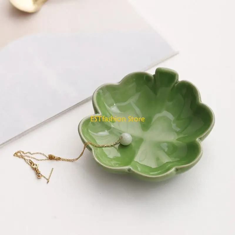 Y5GC Luck Charm Ceramic Storage Dish for Earring Stacking and Display