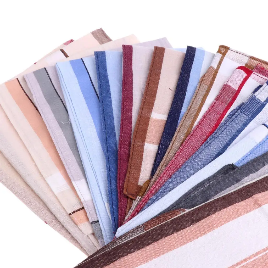 Mens Cotton Pocket Handkerchiefs Vintage Plaid Square Hankies Set Wedding Suit Accessories for Men Party