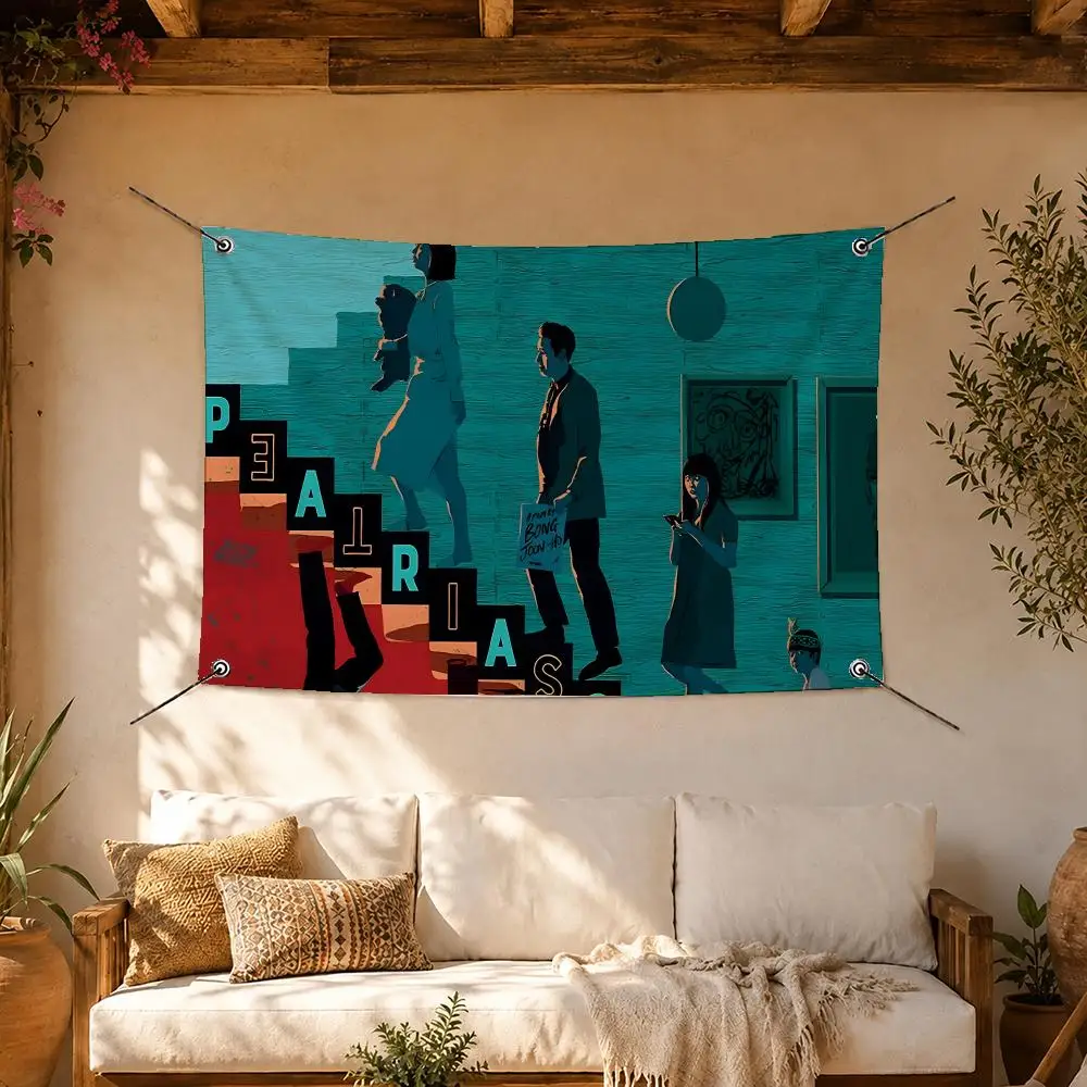 Bold Movie Parasite Flags Room Home Decor Wall‑Hanging Art Banner, Outdoor for Bedroom Party Background Decoration