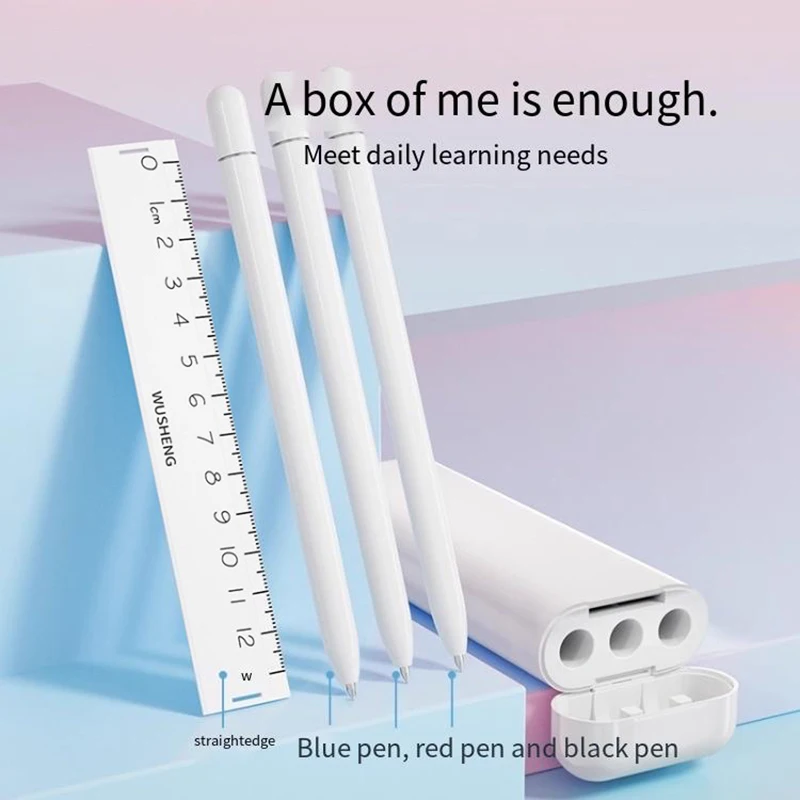 

Wu Sheng Three-Pen Stationery Case: High Aesthetic, Minimalist Bluetooth Earphone Pen Box, Portable Creative Pencil Pouch