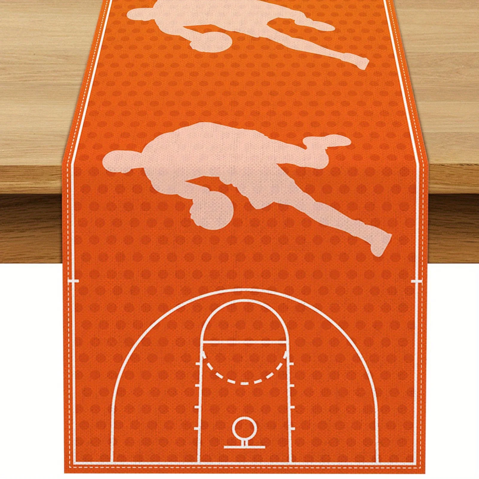 1 Piece Basketball-Themed College Graduation Party Table Runner, Suitable for Farmhouse, Indoor, Kitchen, Celebrations, Table Decoration, Restaurant, and Banquet Decoration Supplies