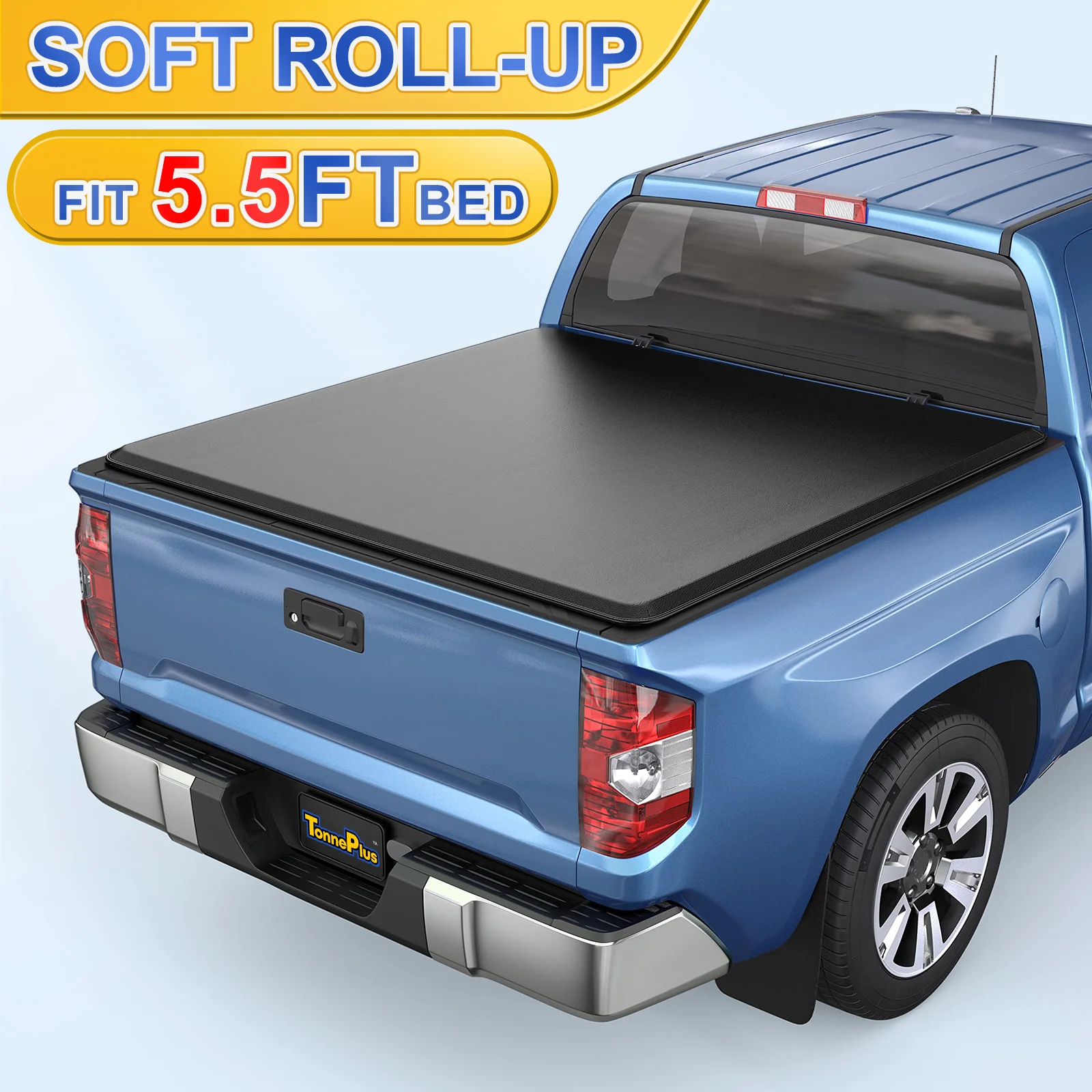 TonnePlus Soft Roll-Up Tonneau Cover Truck Bed Covers for 2007-2021 Toyota Tundra 5.5FT Bed ; Lightning | 5.5' (66.7