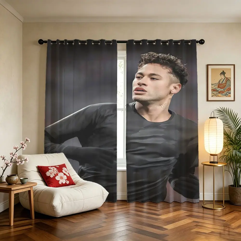 Dark Training Athlete Printed Curtains 2 Panels Light Blocking Rate 85% Darkening Sport Teen Bedroom Window Drape