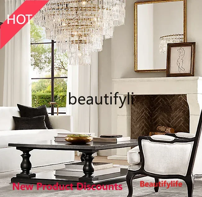 

X188 Solid Wood Coffee Table French Country Retro Furniture Solid Wood Coffee Table American Simple Tea Table LT