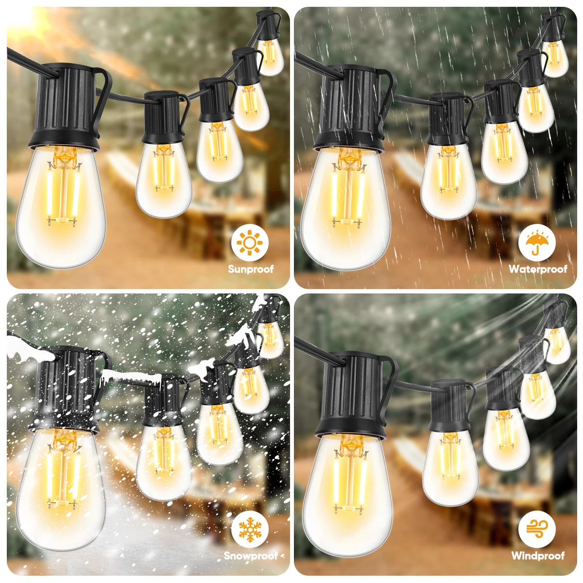 Plastic S14 Led Garland E27 220V EU String Lights Shatterproof Waterproof Connectable Garden Outdoor New Year Decorative Garland