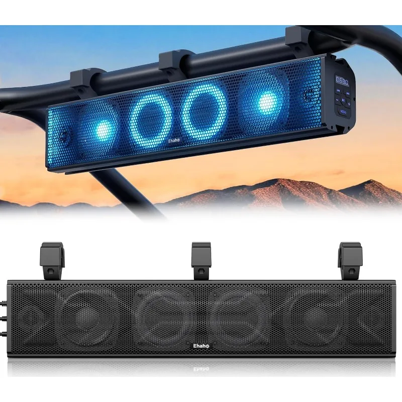 25 Inch UTV Sound Bar, ATV SoundBar Bluetooth, Amplified Powersports SXS Sound Bar, Waterproof Golf Cart Sound Bar