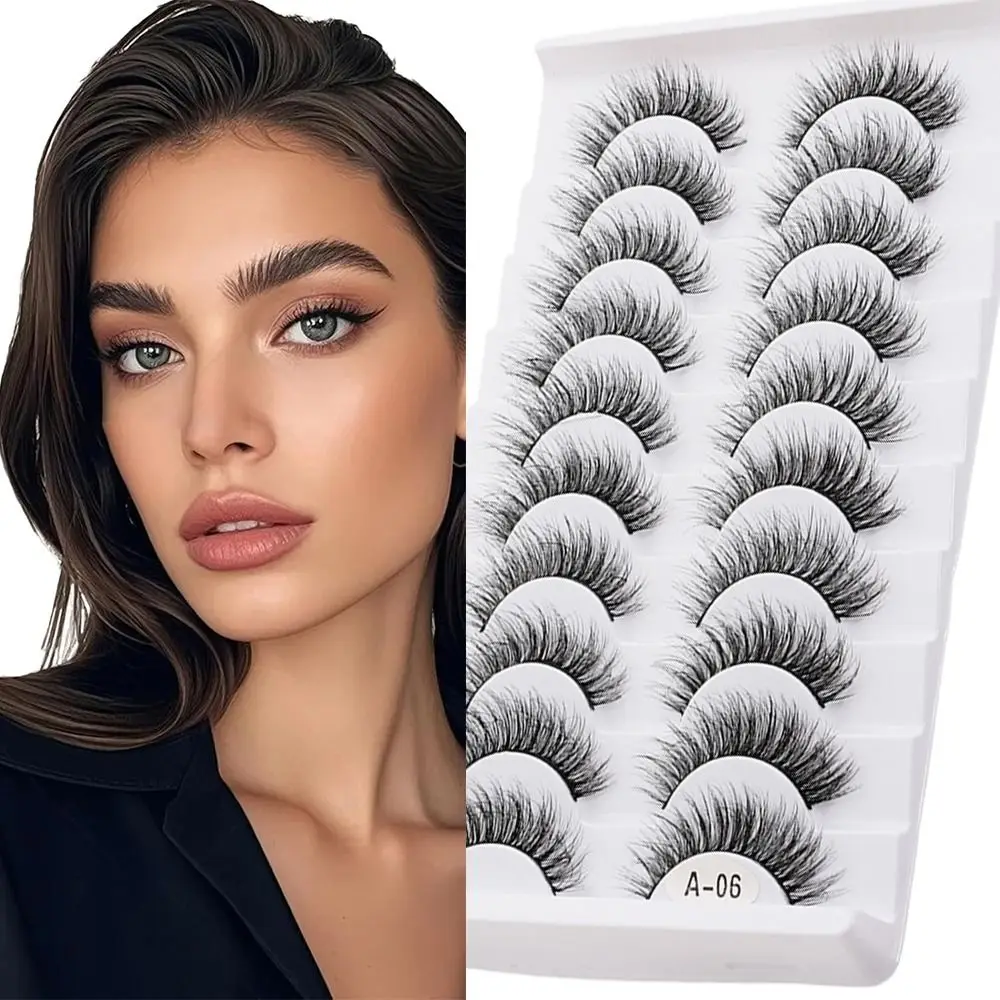 Pestañas Postizas 3D de Maquillaje, Pestañas de Pelo Sintético Natural, Efecto Visón, Hechas a Mano, Gruesas, Largas y Voluminosas para Mujer