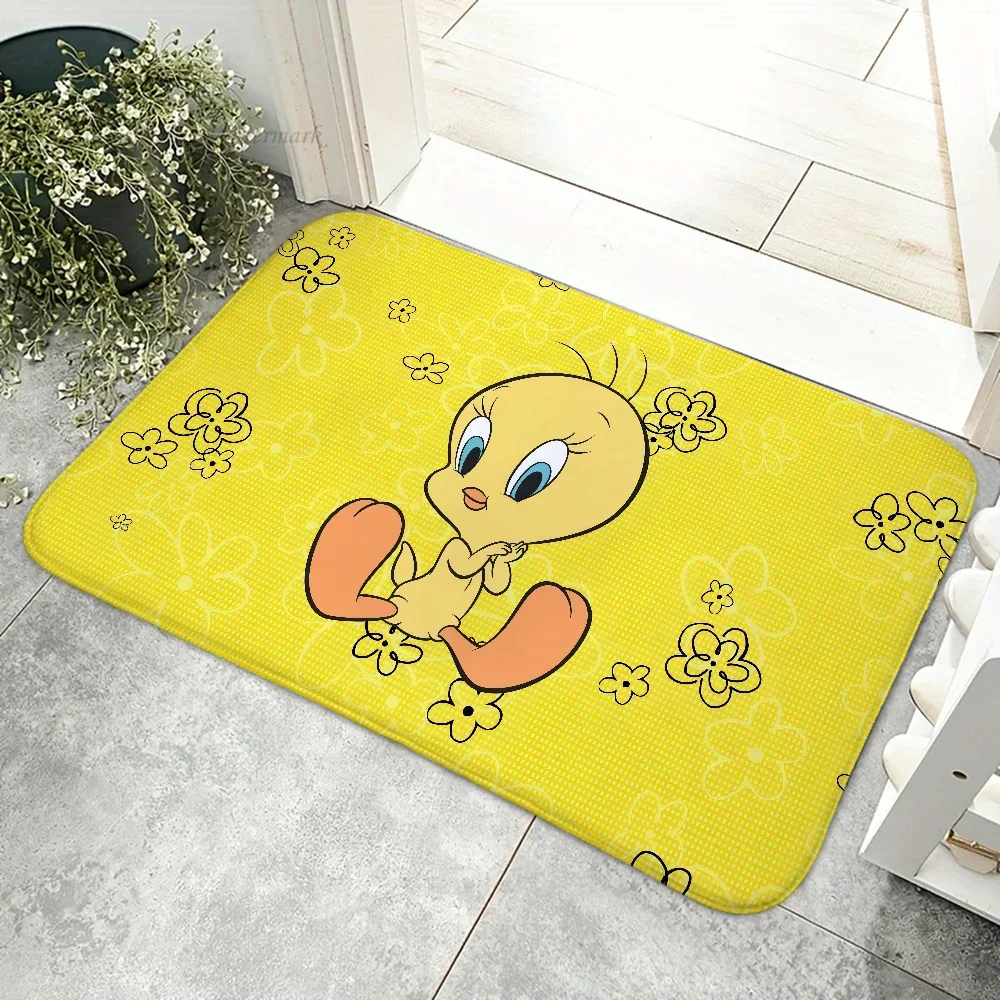 1pc Yellow Cartoon T-Tweetys Bird Floor Mat Floor Mat Anti-Slip Kitchen Bedroom Handmade Tufted Rug Carpet