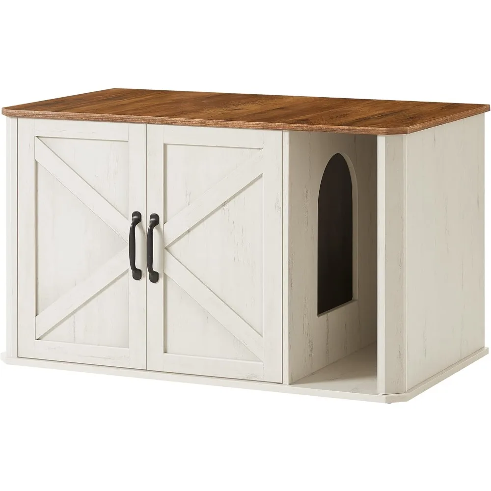 

Litter Box Enclosure, Modern Cat Litter Box Furniture Hidden, Front Entry, Double Doors, Handles, Cat House, Side End Table, 33
