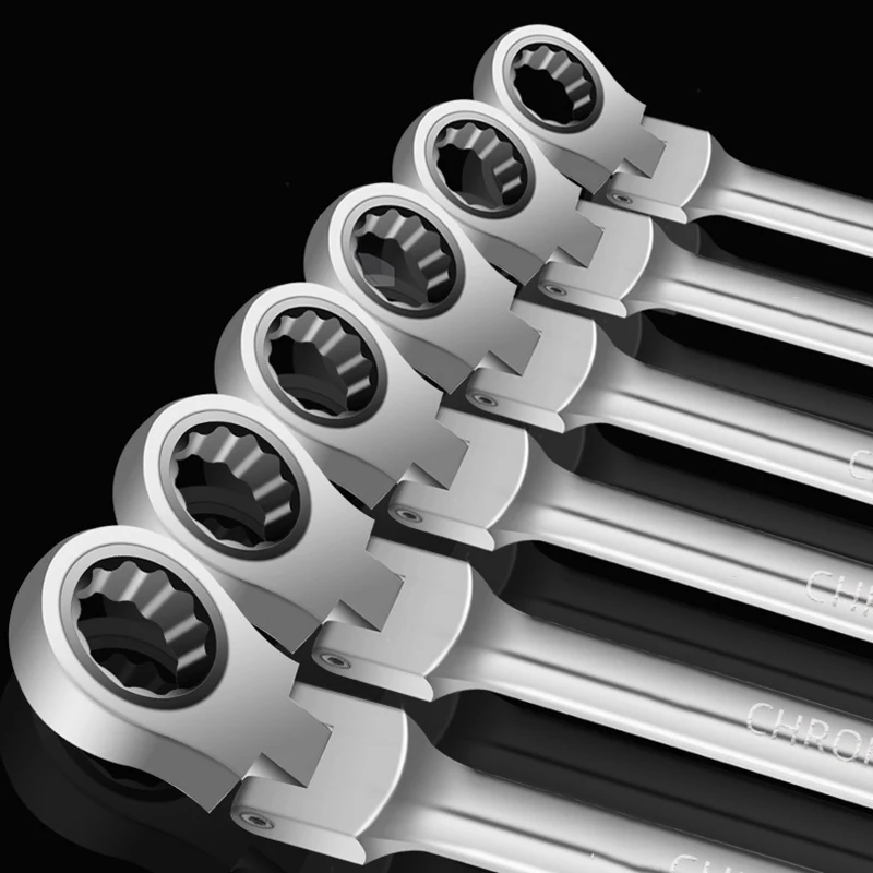 Ratchet Wrench 72 Teeth Adjustable 180° Wrench Dual-purpose Industrial Grade Wrenches Steel Mirror Polishing Auto Repair Tool