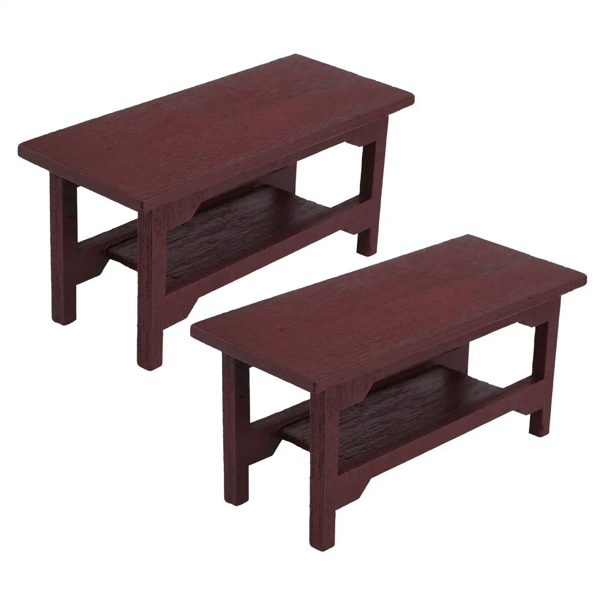 

2PCS Mini Wooden Table Decorations Home Bedroom Living Room Micro Furniture Desk Photo Props Miniature