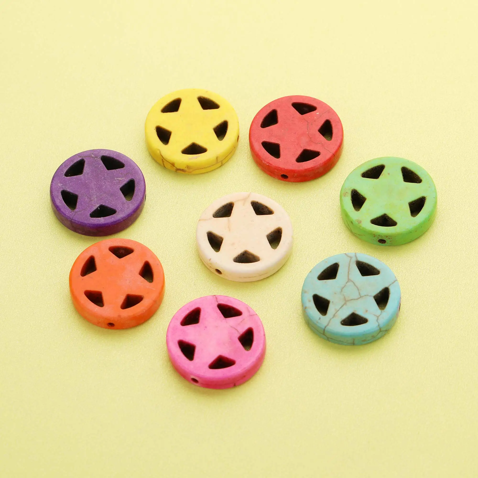 

10Pcs 20MM Dyed Color Star Turquoise Stone Beads,Flower Stone Beads,DIY Beading Supplies 4160058